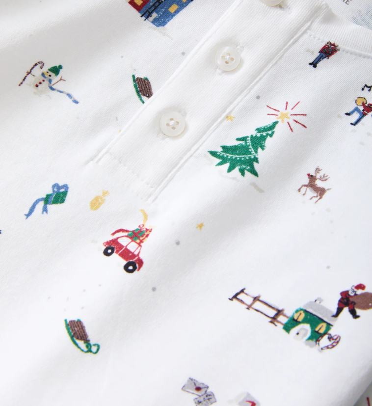 Kids Pima Snug Fit Pajama Set in Holiday Town