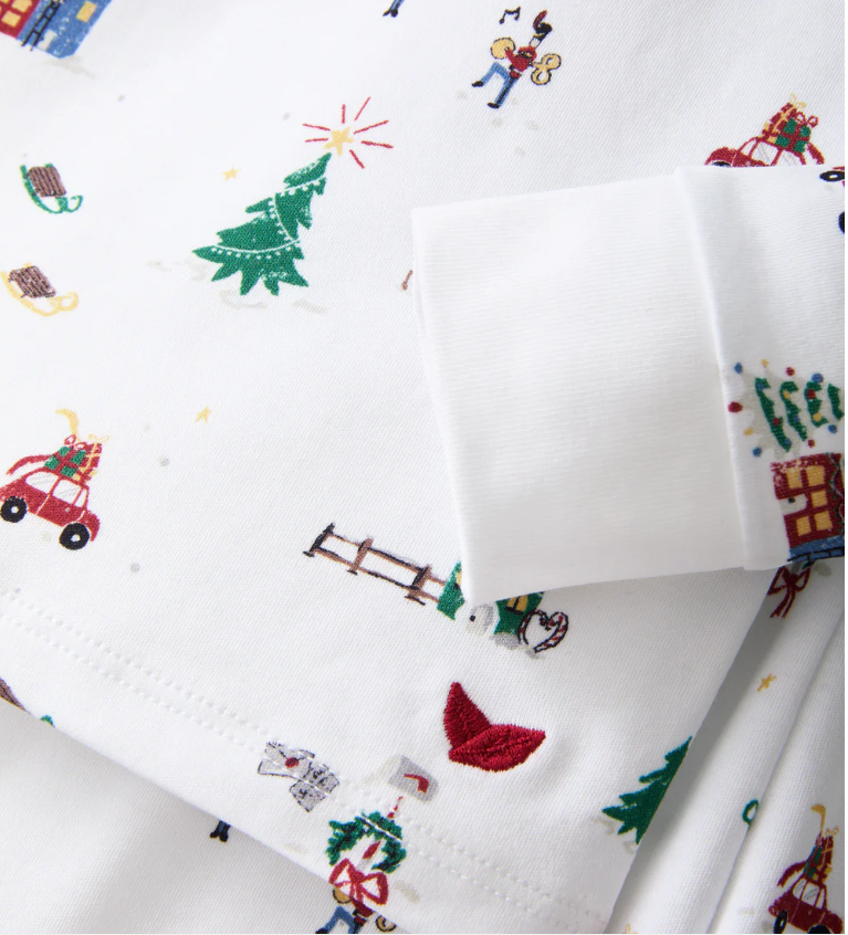 Kids Pima Snug Fit Pajama Set in Holiday Town