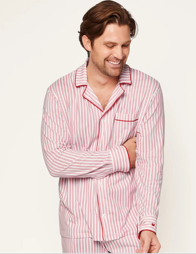 Men's Pima Pajama Set in Antique Red Ticking