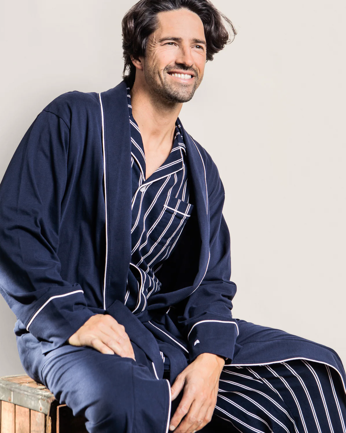 Men's Pima Robe in Navy