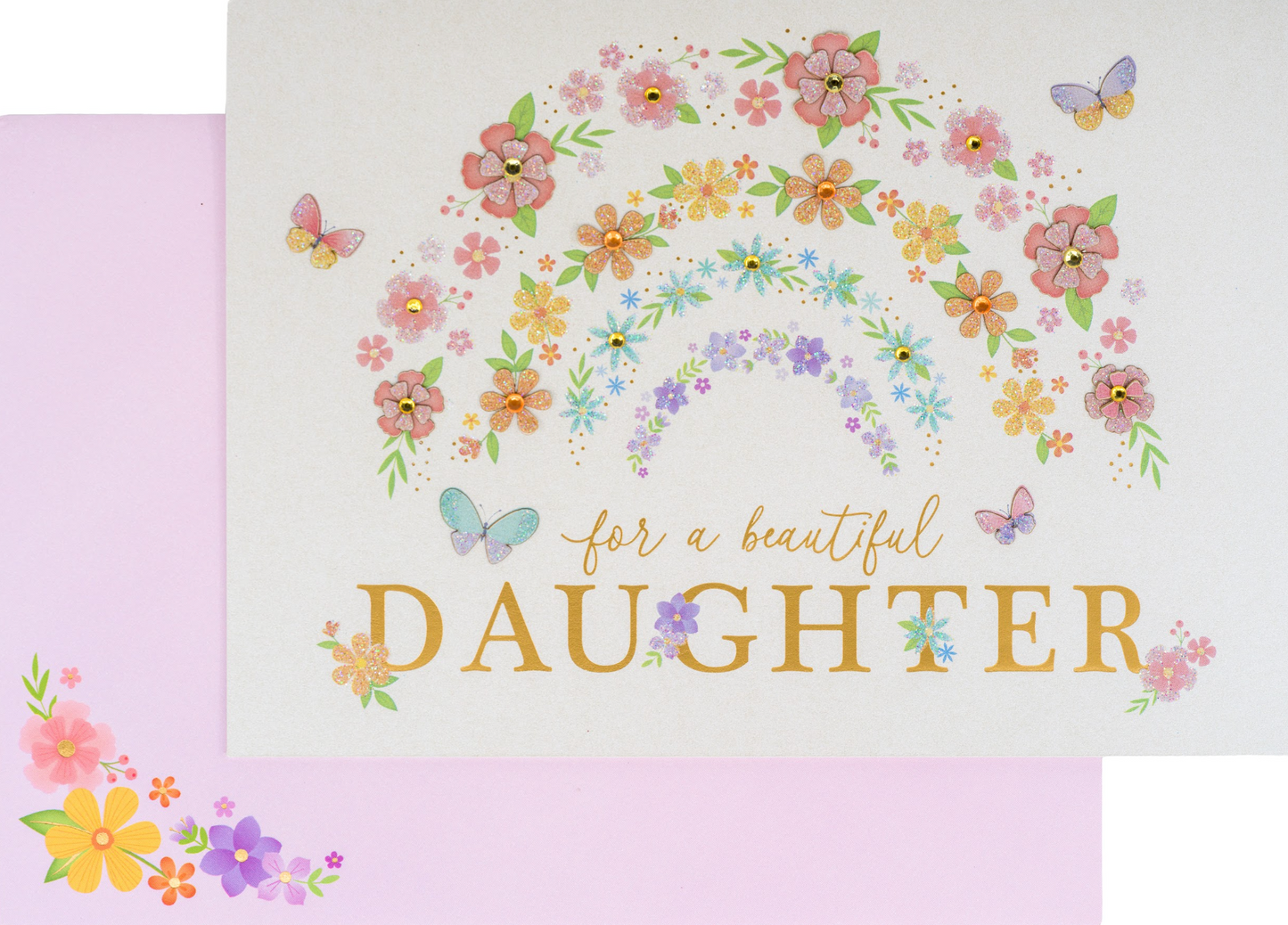 Daughter Flower Rainbow Birthday Card NEW
