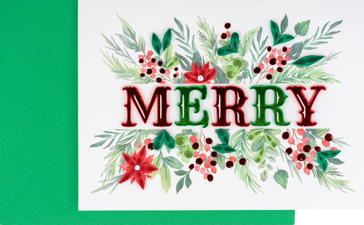 Quilled Merry Christmas Card NEW