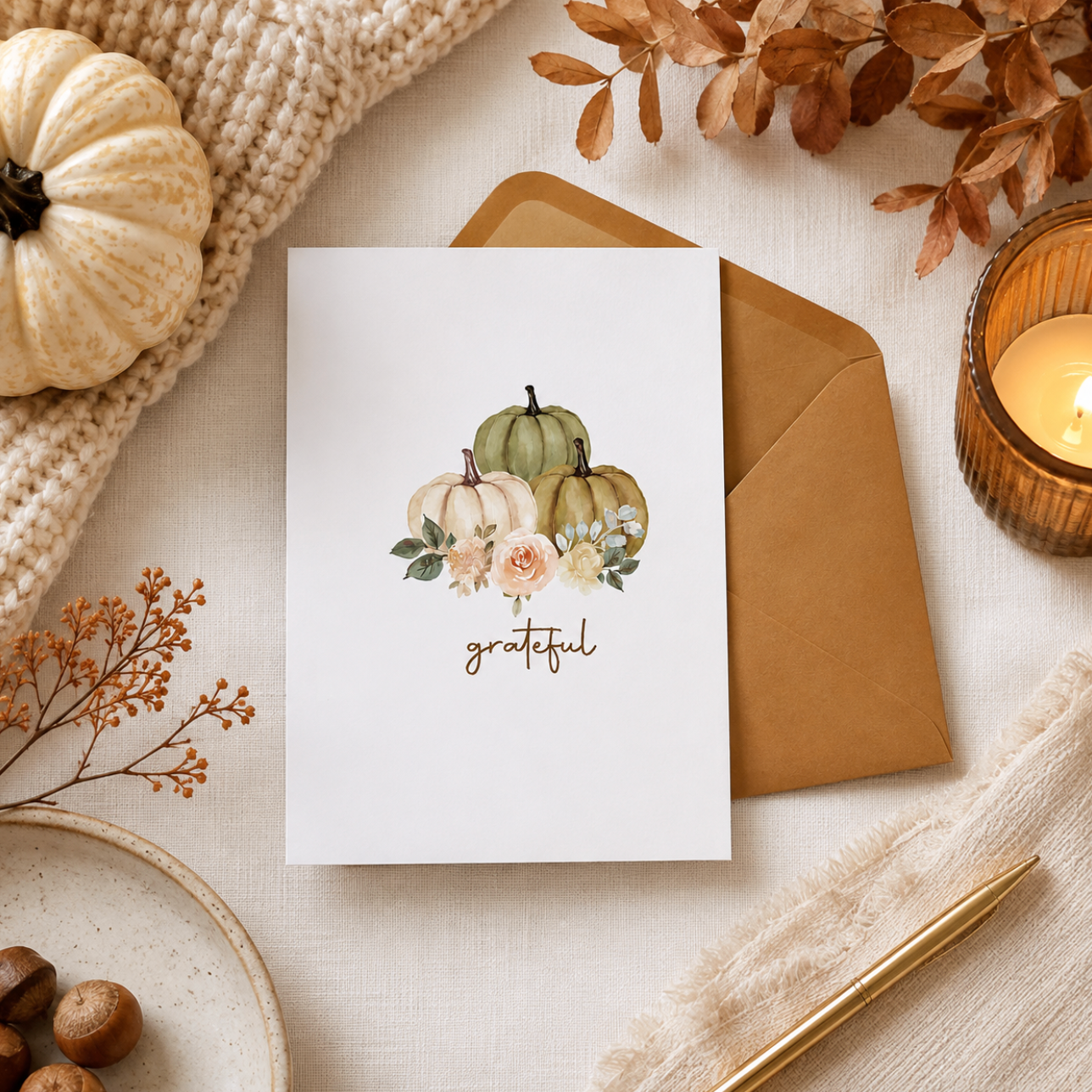 Calligraphy Earth Tone Thanksgiving Card