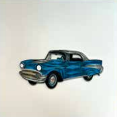 Quilled Blue Classic Car Birthday Card