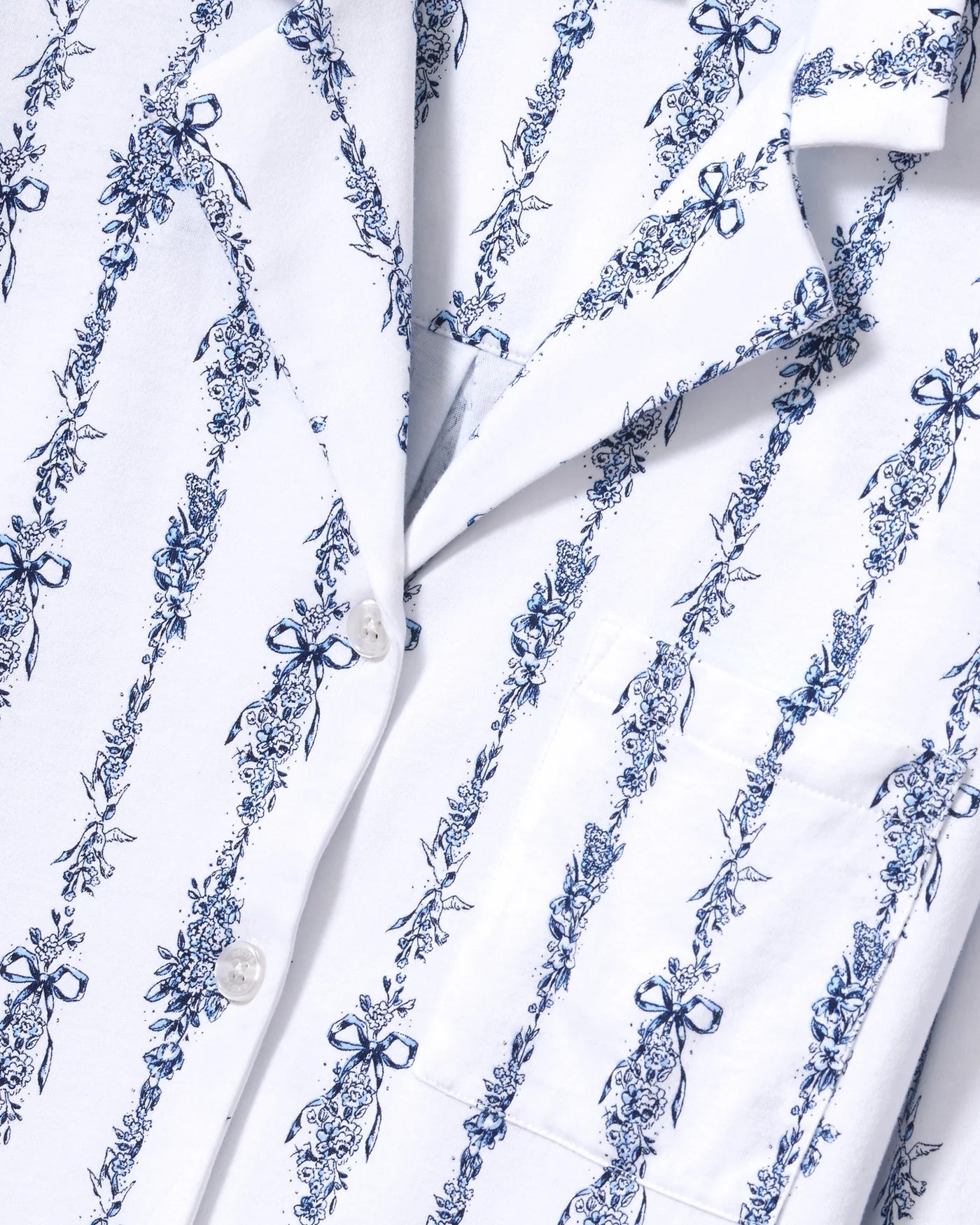 Olivia Wide Leg Pima Pajama Set in Navy Mayfair Toile