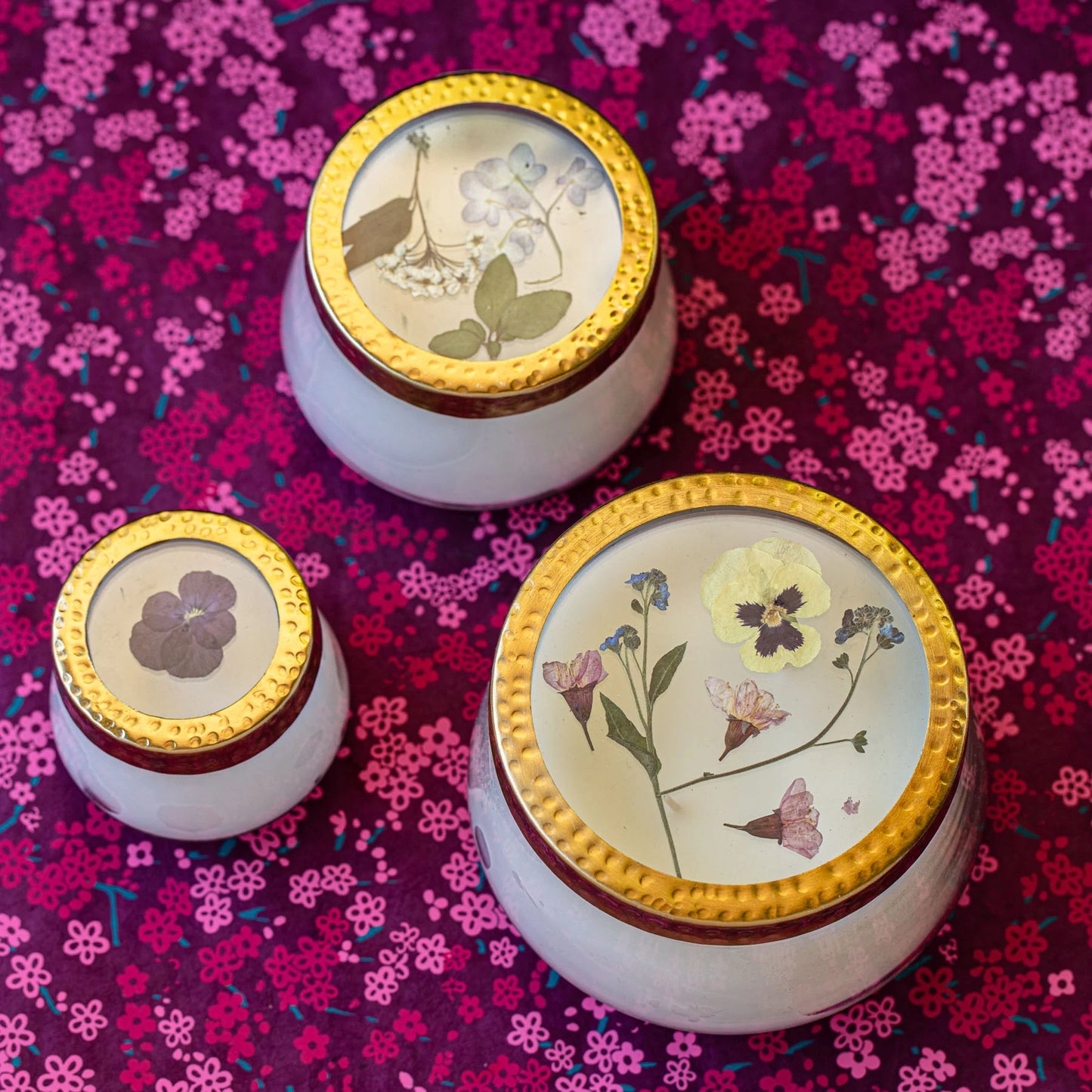 Black Currant and Bay Large Pressed Floral Candle