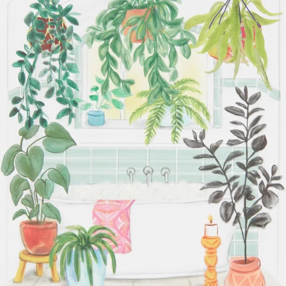 Bubble Bath Greenhouse Blank Card