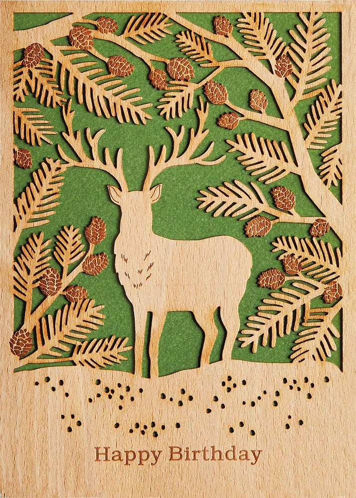 Wood Stag Birthday Card