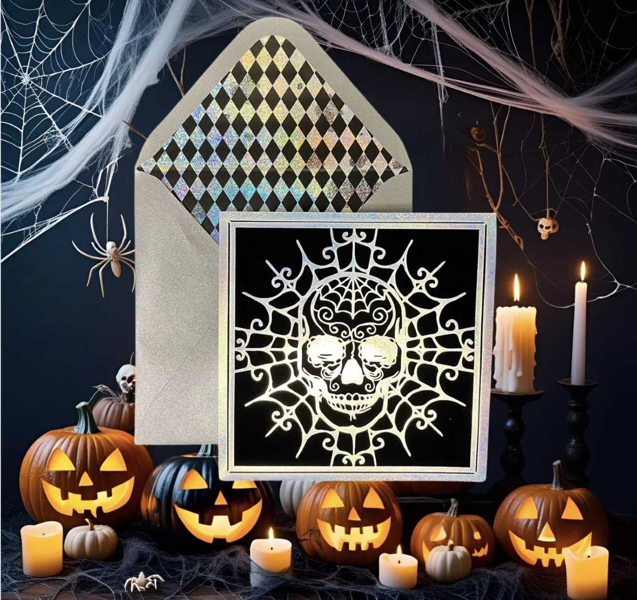 Laser Cut Skull Halloween Card