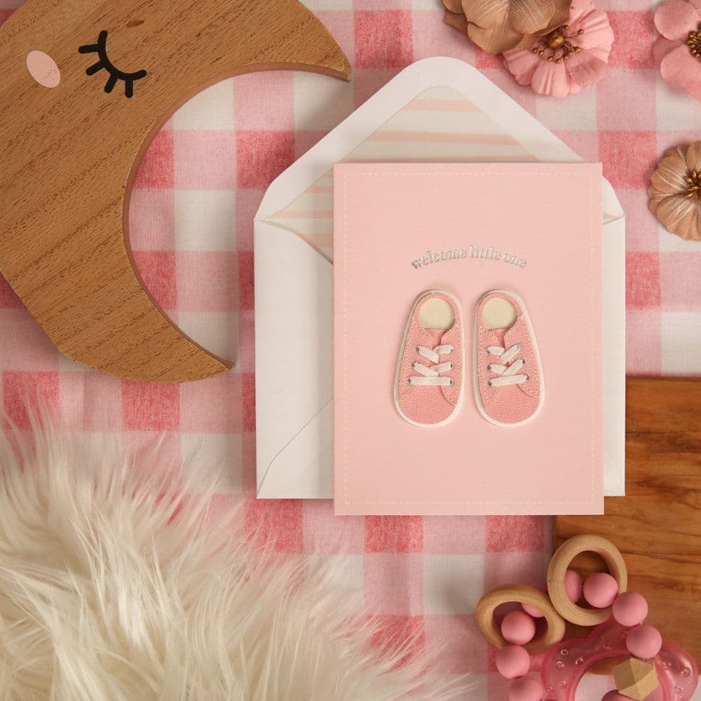 Pink Sneakers Baby Card
