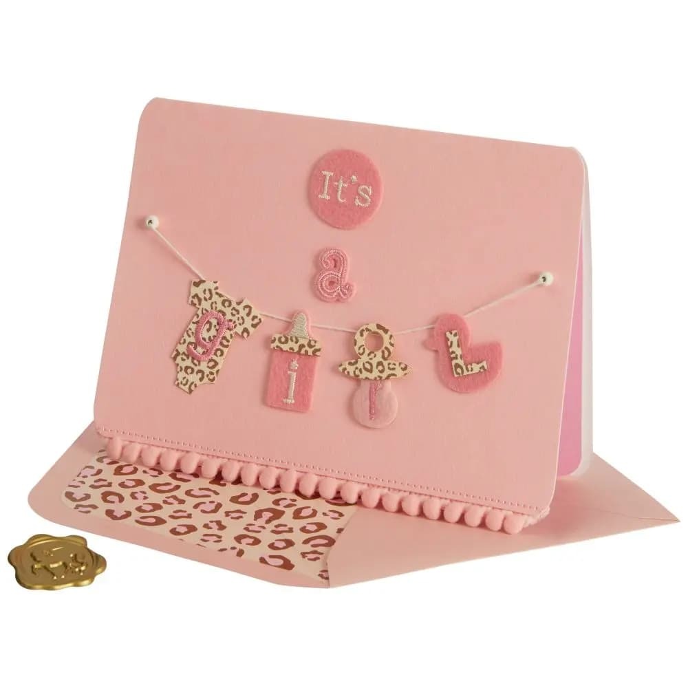 Leopard Baby Girl Congrats Baby Card