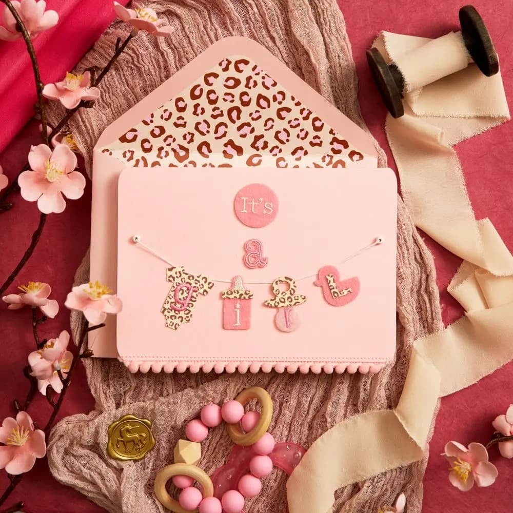 Leopard Baby Girl Congrats Baby Card