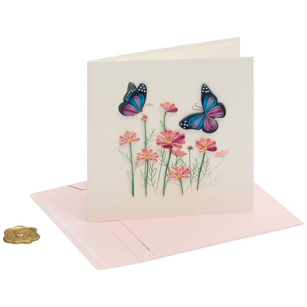 Quilled Flowers Butterflies Birthday Card