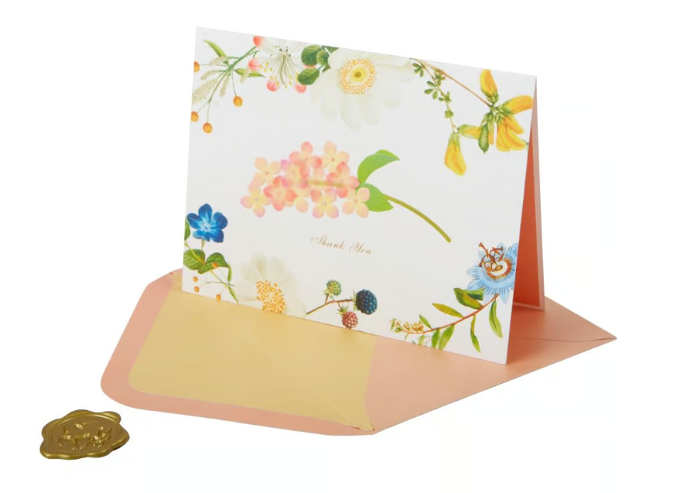 Vellum Hydrangea with Botanical Border Thank You Card