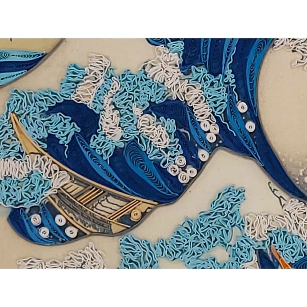 Quilled Great Wave off Kanagawa Hokusai Framed Card