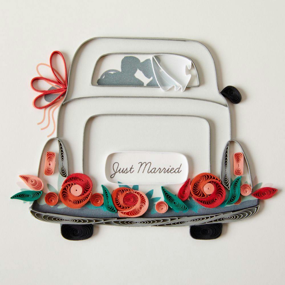 Just Married Quilling Wedding Card Fourth Alternate Image width=&quot;1000&quot; height=&quot;1000&quot;
