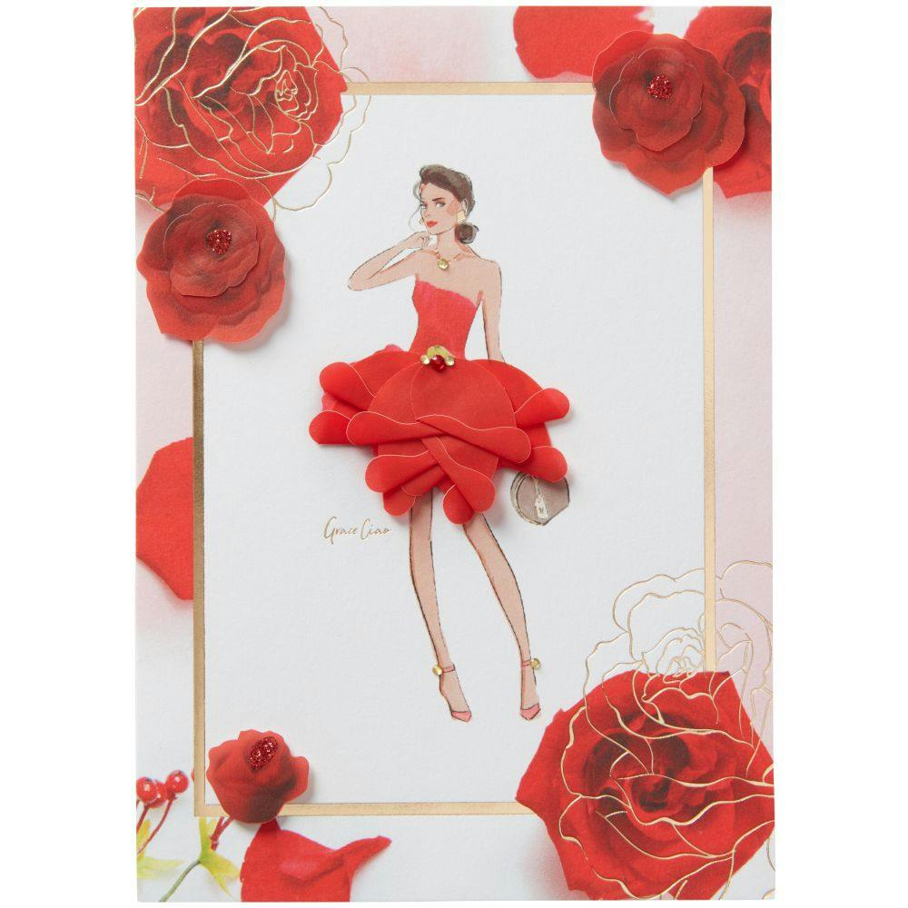 Red Dress Girl Birthday Card First Alternate Image width=&quot;1000&quot; height=&quot;1000&quot;