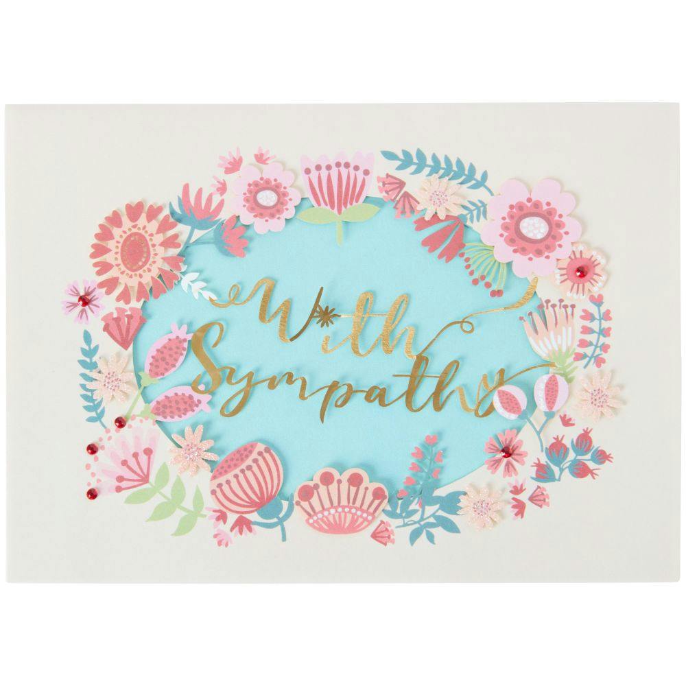 Flower Border &amp; Lettering Sympathy Card First Alternate Image width=&quot;1000&quot; height=&quot;1000&quot;