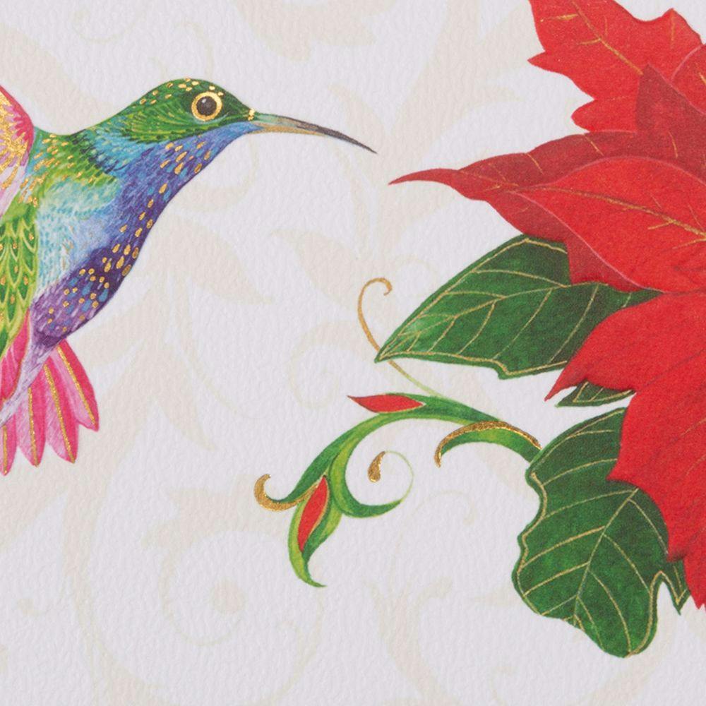 Hummingbird and Poinsettia 8 Count Boxed Christmas Cards Fourth Alternate Image width=&quot;1000&quot; height=&quot;1000&quot;