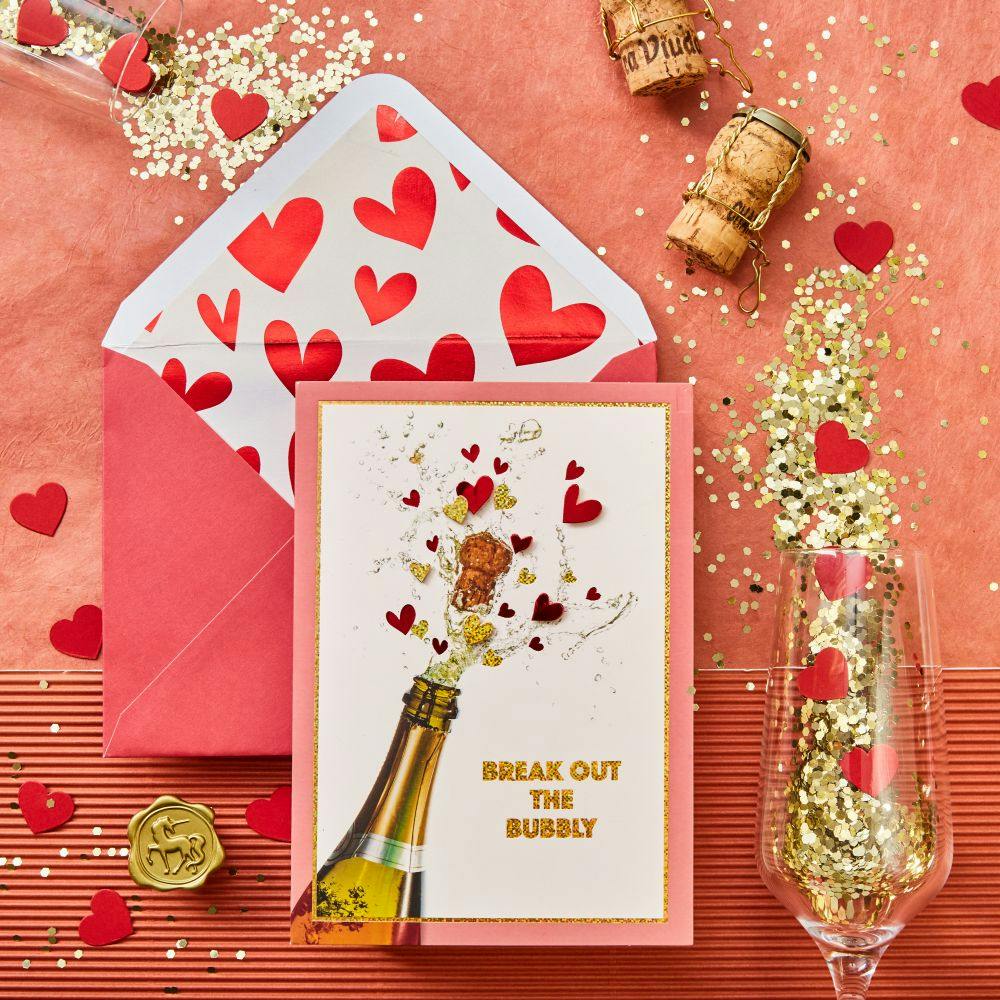 Champagne Bottle and Hearts Valentine&#39;s Day Card Seventh Alternate Image width=&quot;1000&quot; height=&quot;1000&quot;