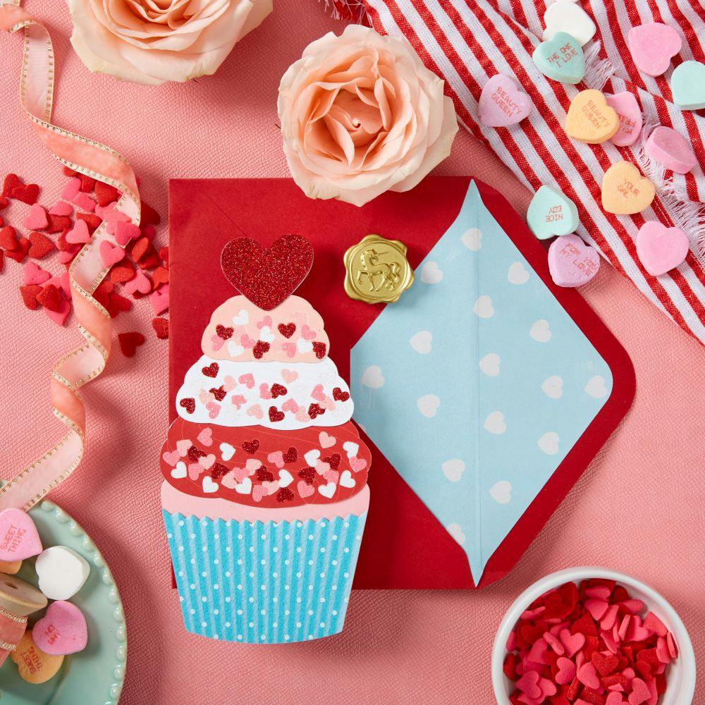 Die Cut Cupcake Valentine&#39;s Day Card Seventh Alternate Image width=&quot;1000&quot; height=&quot;1000&quot;