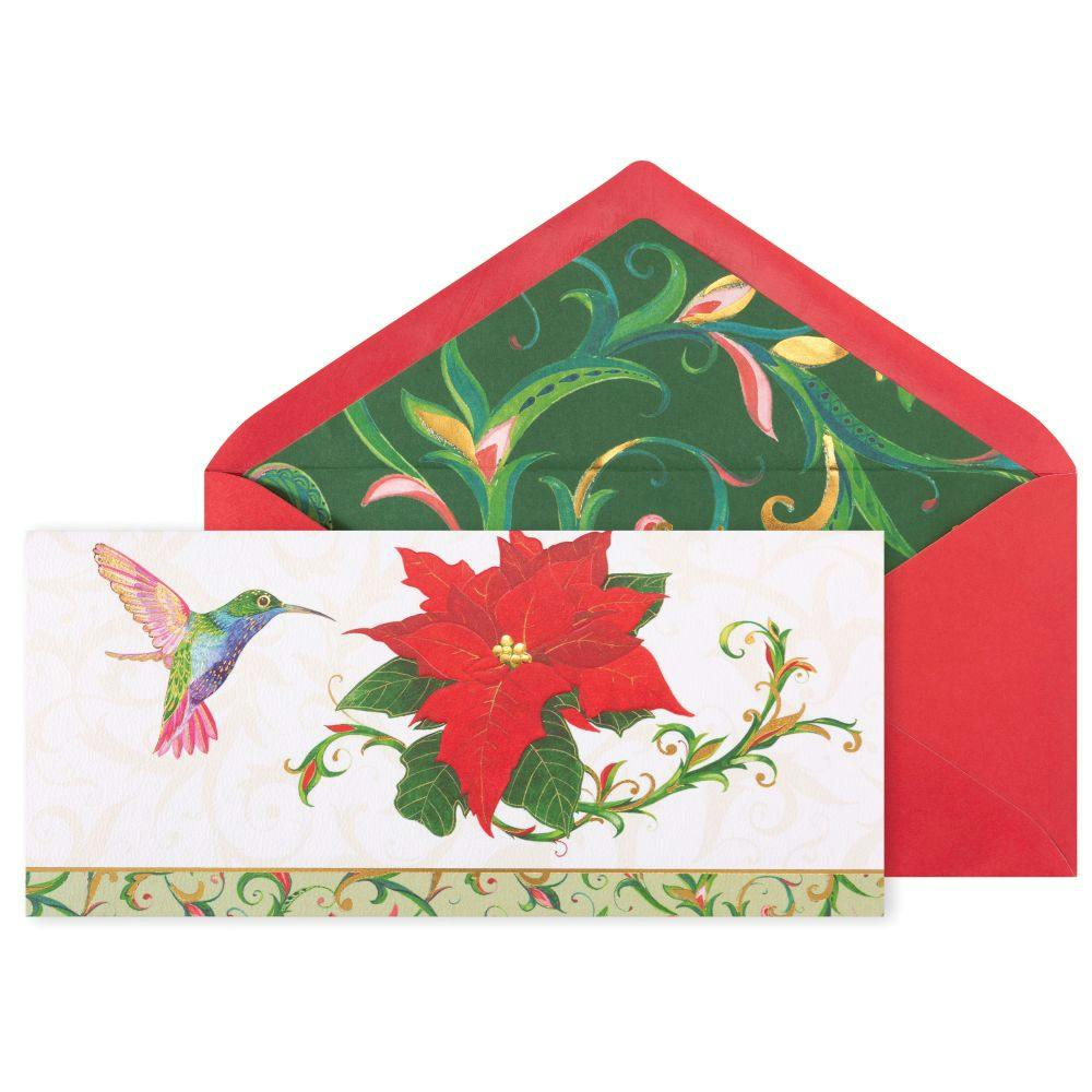 Hummingbird and Poinsettia 8 Count Boxed Christmas Cards Main Product Image width=&quot;1000&quot; height=&quot;1000&quot;