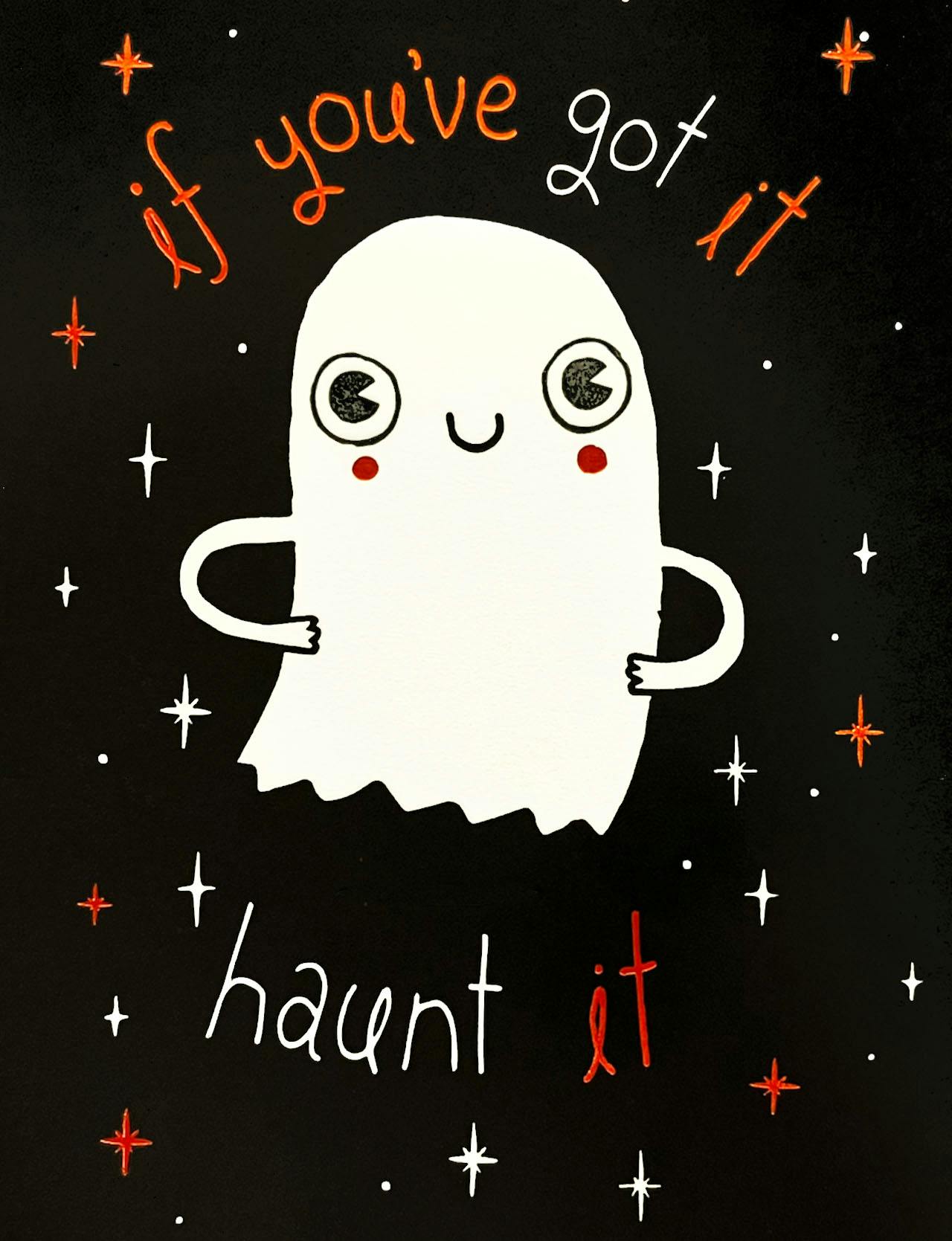 Haunt It Ghost Halloween Card front
