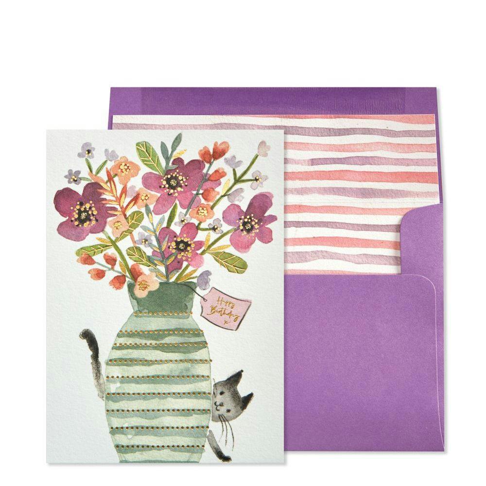 Vase With Flowers And Kitty Birthday Card Main Product  Image width=&quot;1000&quot; height=&quot;1000&quot;