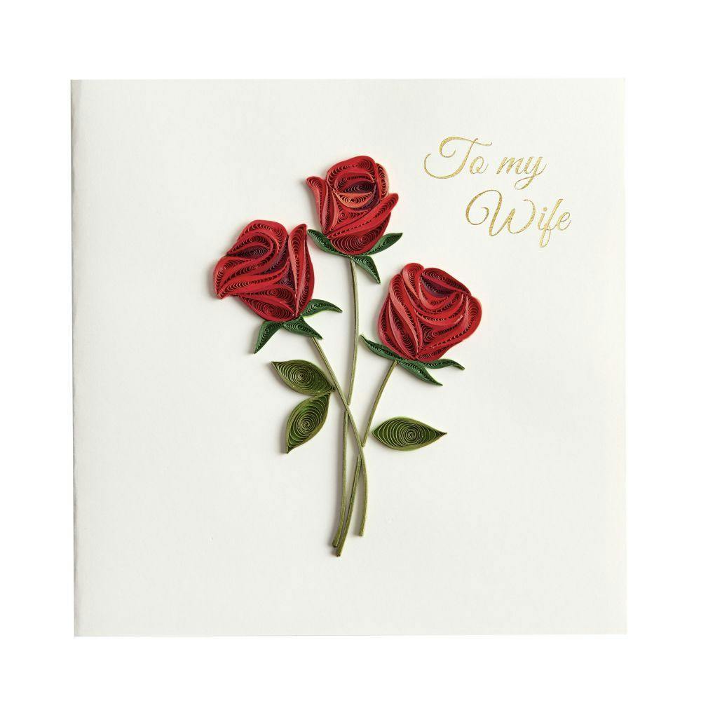 Roses Quilling Wife Birthday Card 2nd Product Detail  Image width=&quot;1000&quot; height=&quot;1000&quot;