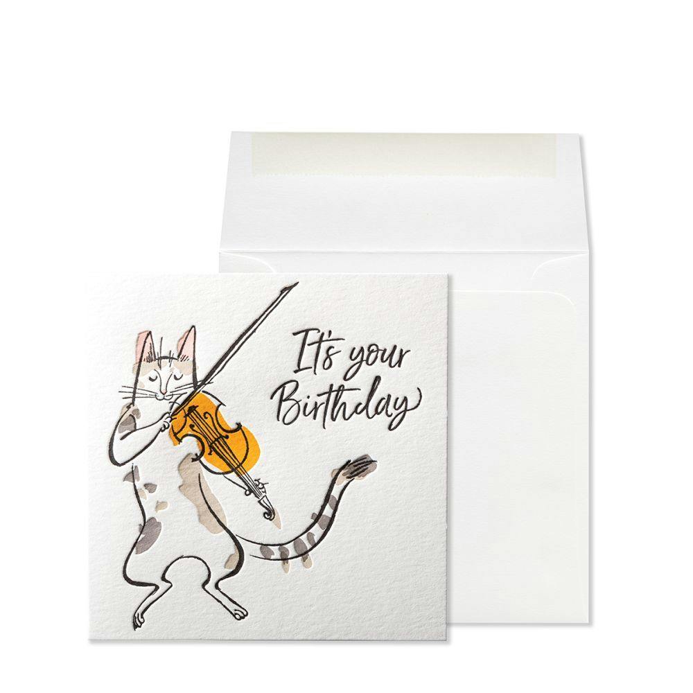 Fiddling Cat Greeting Card Main Product  Image width=&quot;1000&quot; height=&quot;1000&quot;