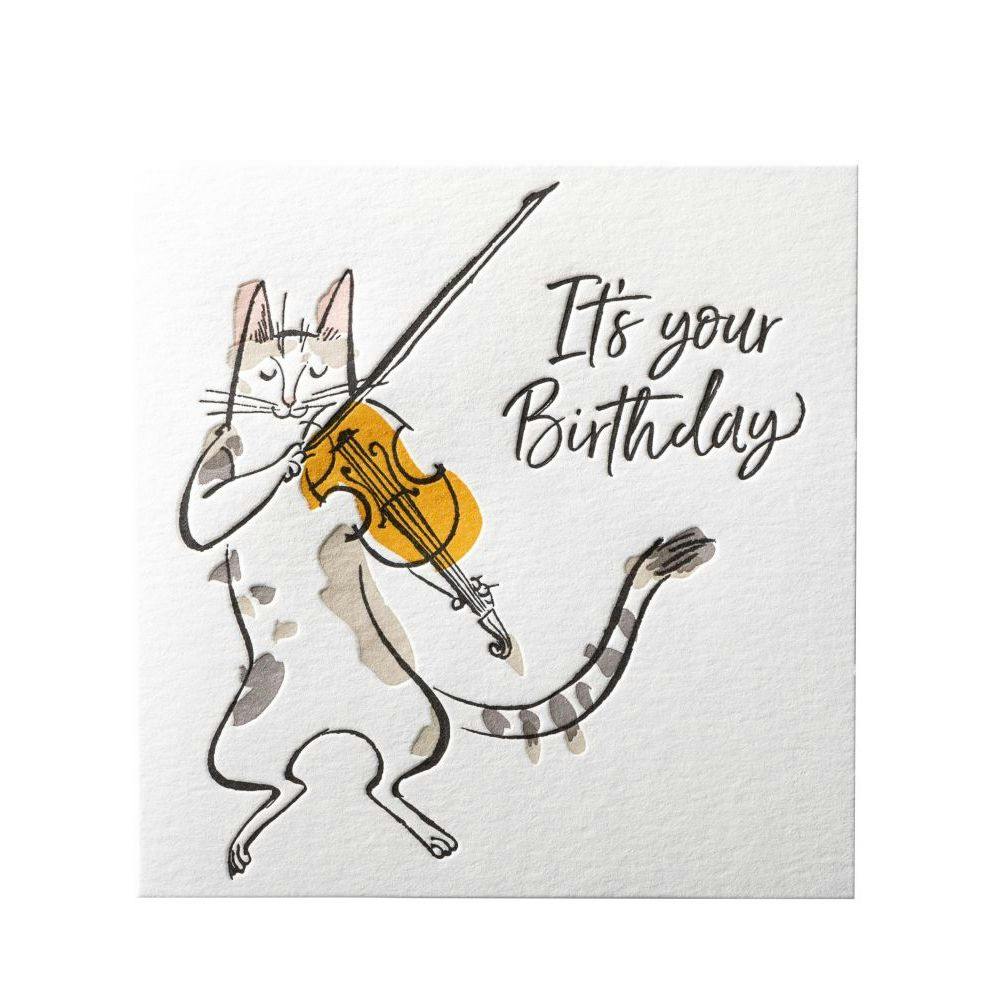 Fiddling Cat Greeting Card 2nd Product Detail  Image width=&quot;1000&quot; height=&quot;1000&quot;