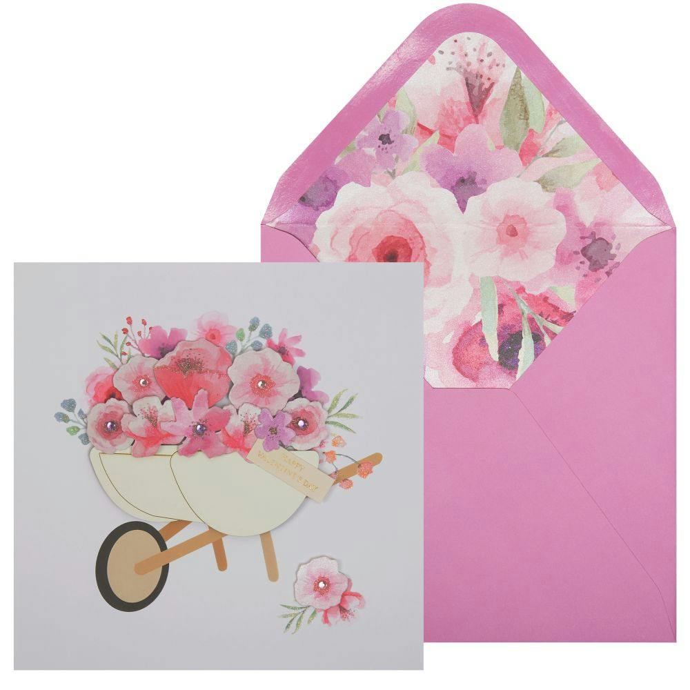 Wheelbarrow W/ Hearts and Flowers Valentine&#39;s Day Card Main Product Image width=&quot;1000&quot; height=&quot;1000&quot;