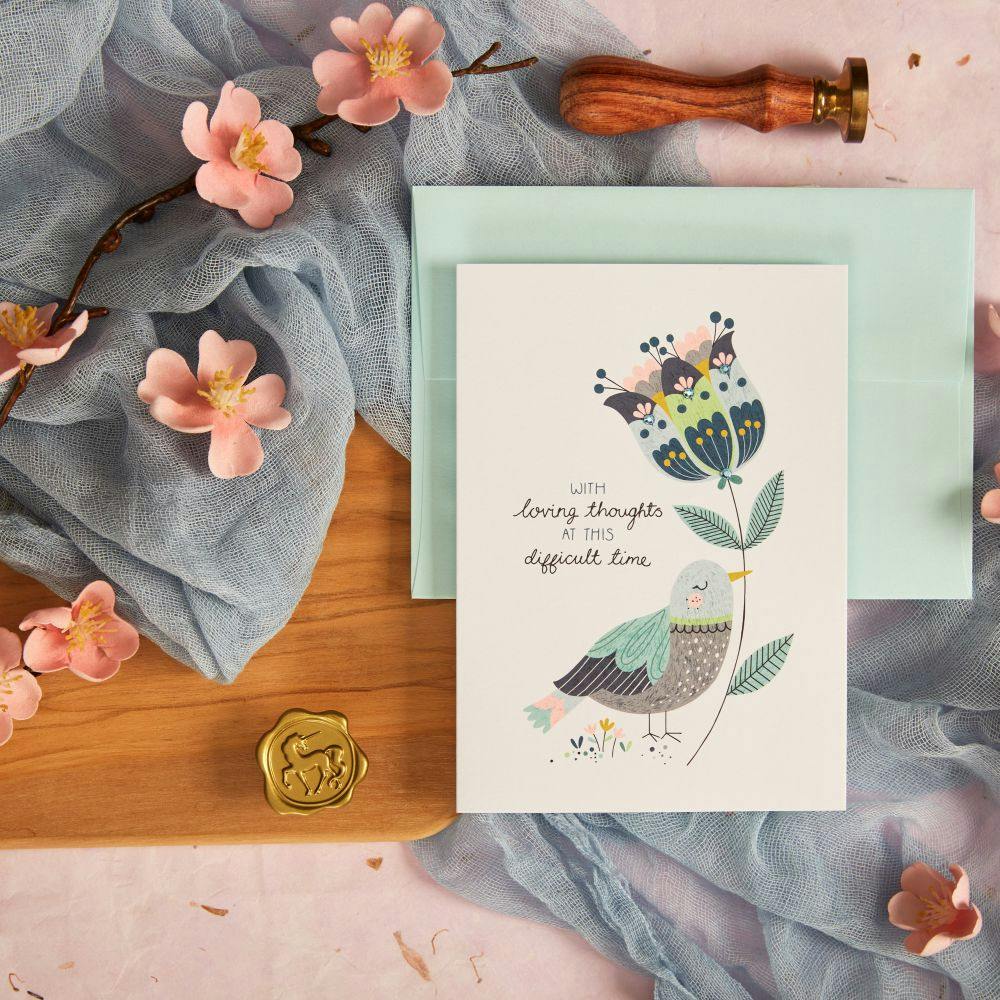 Bird with Flowers Sympathy Card Ninth Alternate Image width=&quot;1000&quot; height=&quot;1000&quot;
