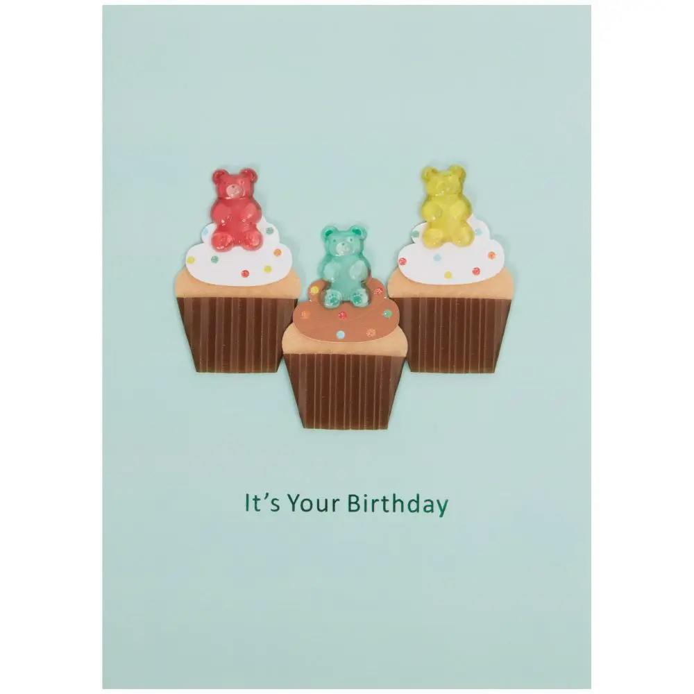 Gummi Bear Cupcakes Birthday Card front