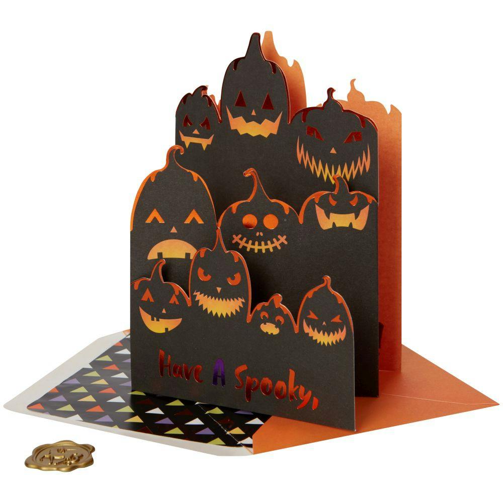 3-Fold Jack-O-Lanterns Die Cut Halloween Card Sixth Alternate Image width=&quot;1000&quot; height=&quot;1000&quot;