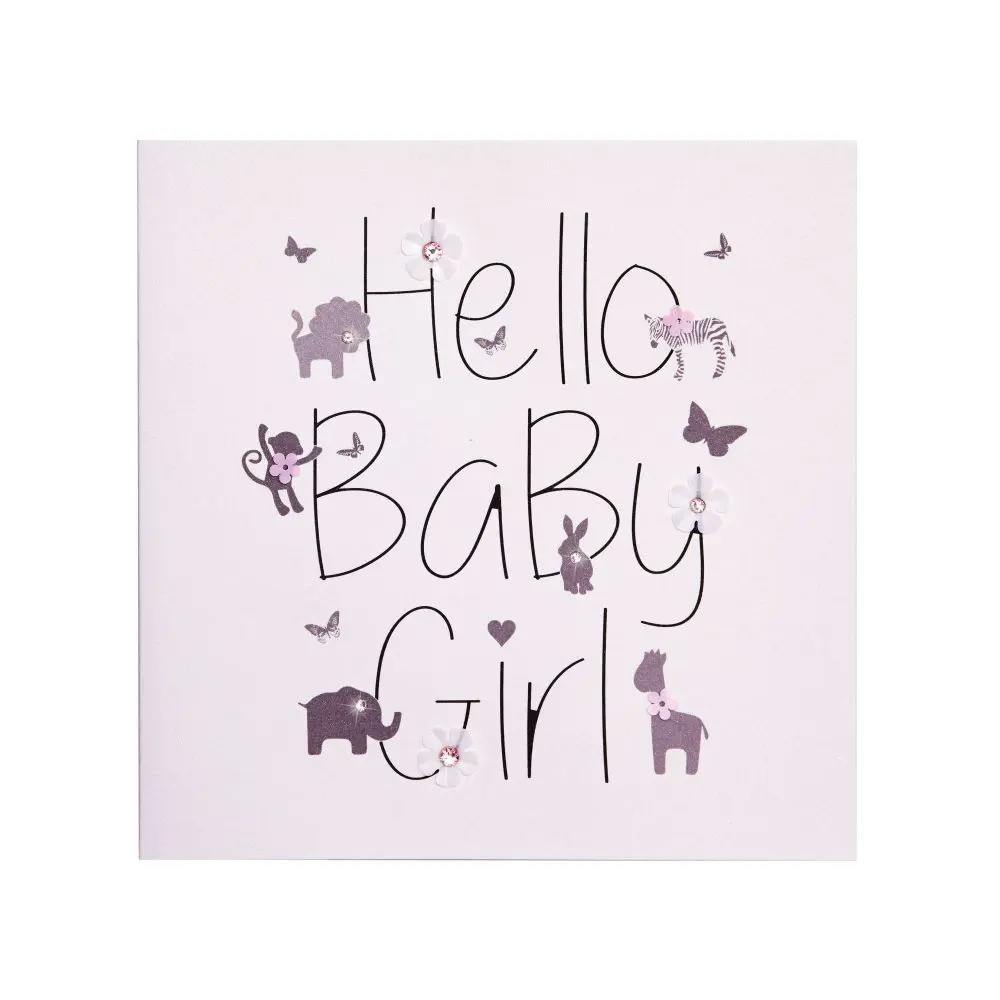 Hello Baby Girl New Baby Card front