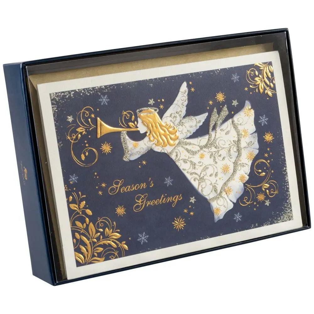 Angel on Dark Blue 8 Count Boxed Christmas Cards packaged box of cards
