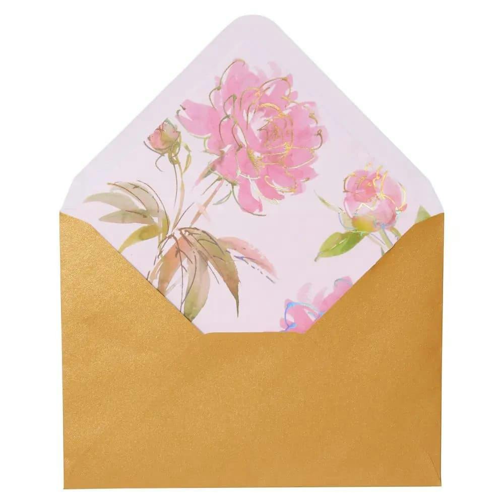 Peony on Gold Mother&#39;s Day Card envelope