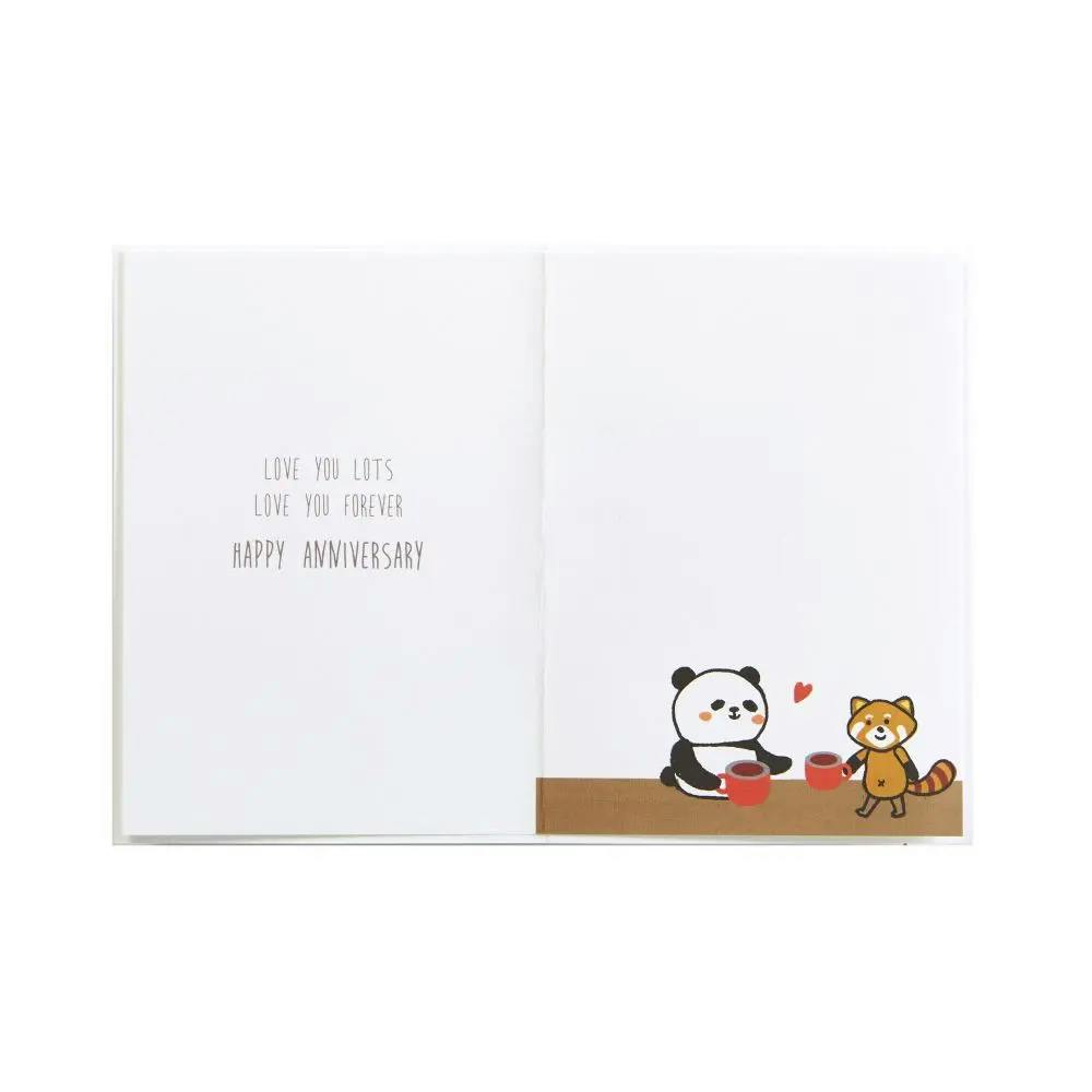 Panda Holding Heart Anniversary Card inside