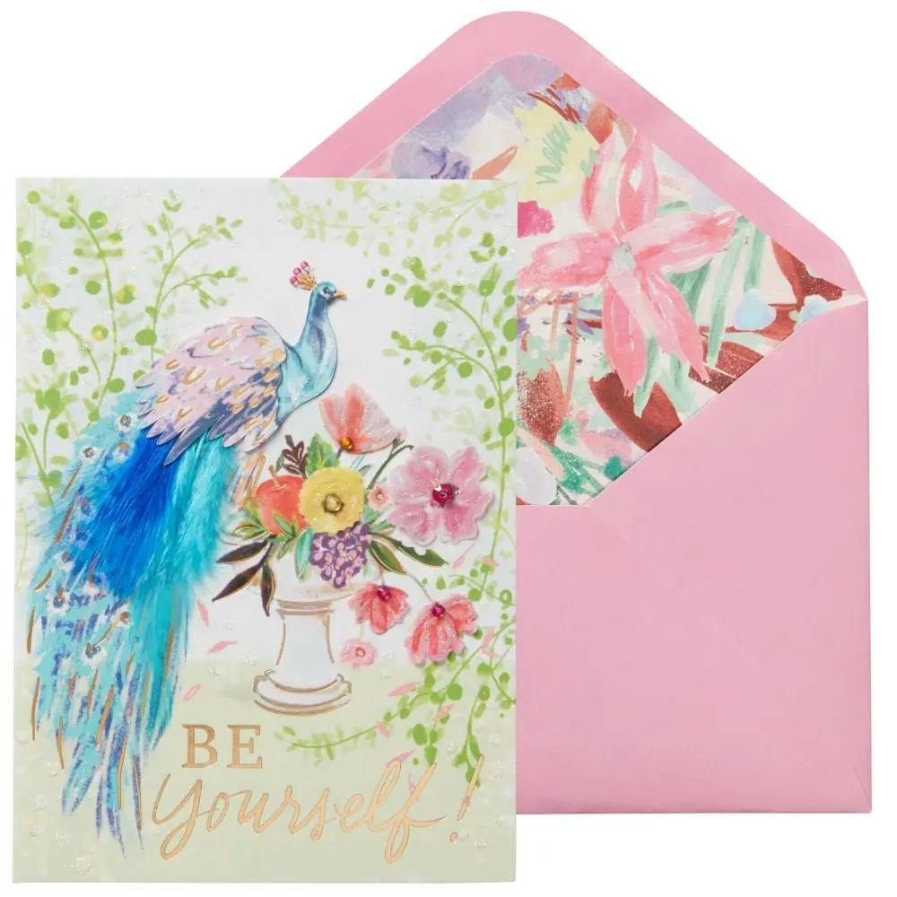 Garden Peacock Blank Card card and envelope