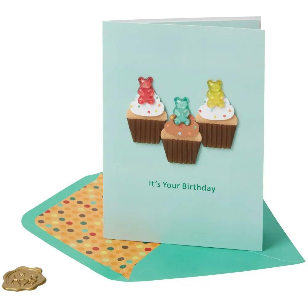 Gummi Bear Cupcakes Birthday Card 3D