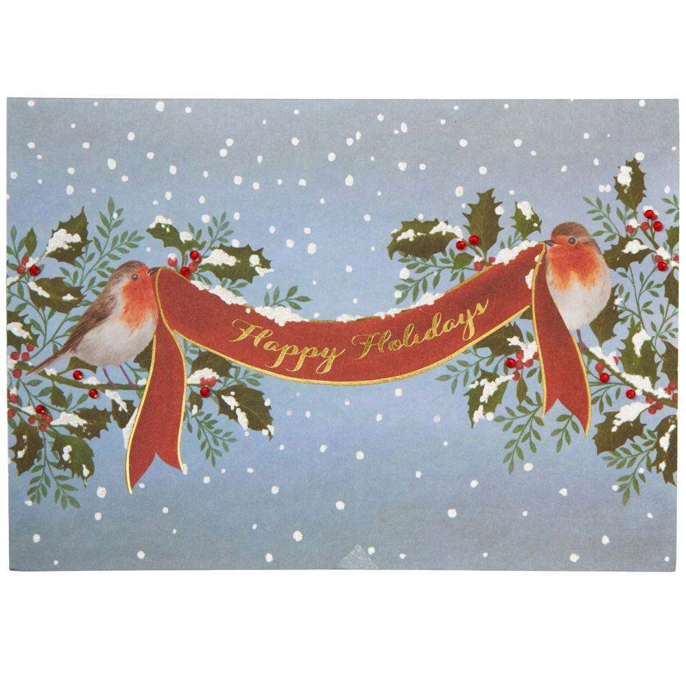 Robins Holding Banner Christmas Card First Alternate Image width=&quot;1000&quot; height=&quot;1000&quot;