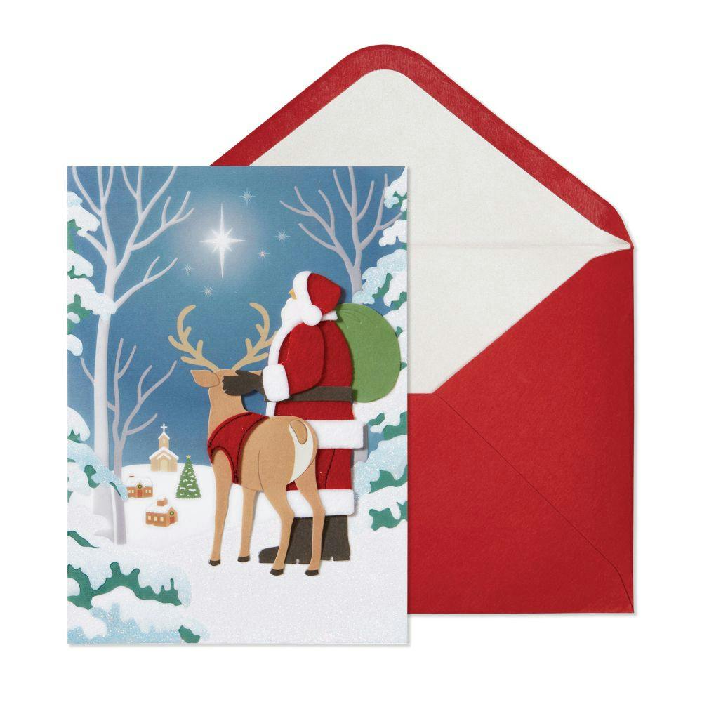 Santa Reindeer Look At Star Christmas Card Main Product Image width=&quot;1000&quot; height=&quot;1000&quot;
