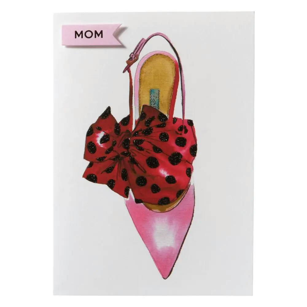 Shoe with Polka Dot Bow Mother&#39;s Day Card front