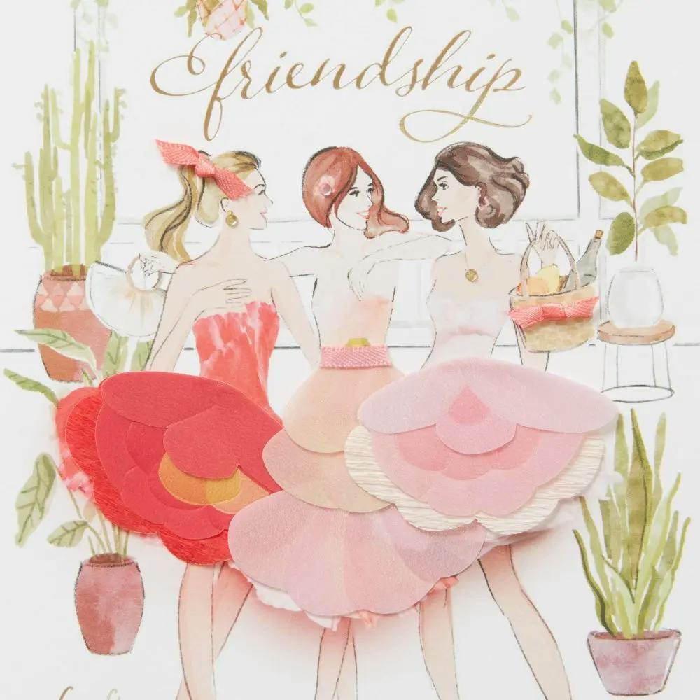 Girlfriends in Flowers Skirts Friendship Card Third Alternate Image width=&quot;1000&quot; height=&quot;1000&quot;