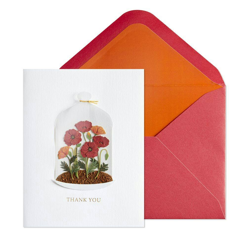 Thank You Flowers in Cloche Thank You Card Main Product Image width=&quot;1000&quot; height=&quot;1000&quot;