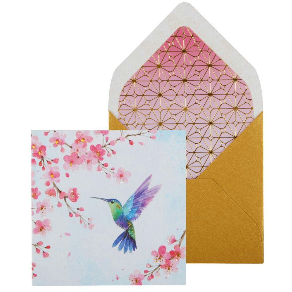 Hummingbird and Cherry Blossom Enclosure Card Main Product Image width=&quot;1000&quot; height=&quot;1000&quot;