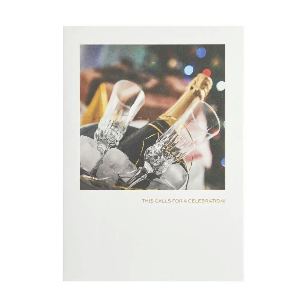 Champagne &amp; Glasses Anniversary Card front flat