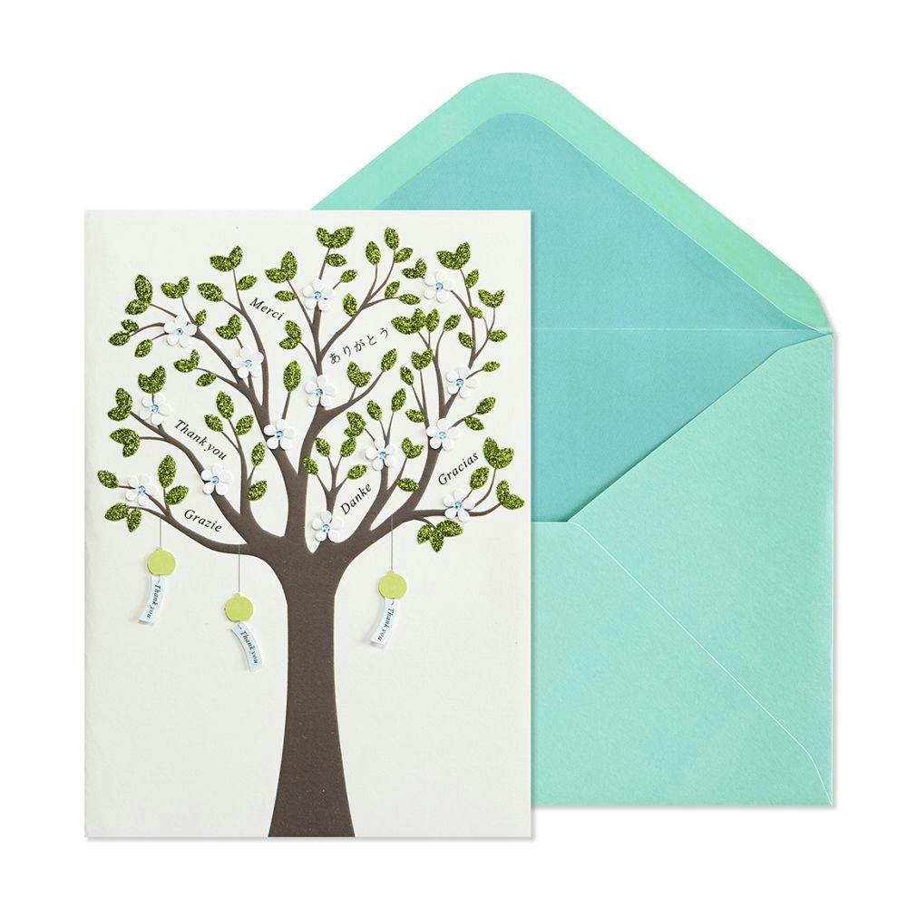 Glitter Tree Thank You Card Main Product Image width=&quot;1000&quot; height=&quot;1000&quot;