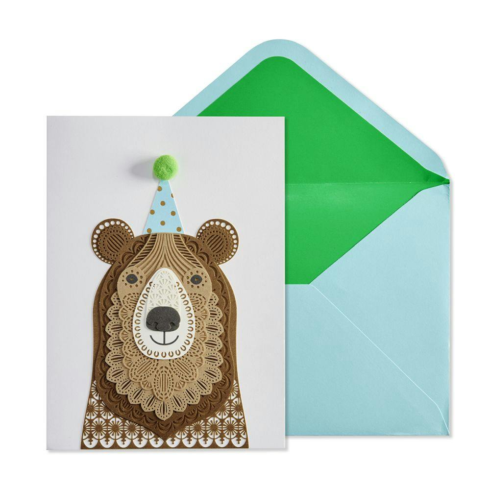 Bear with Hat Birthday Card Front